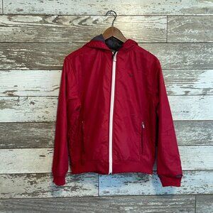 Vintage 90s Nike Red Fleece Zip Up Track Suit Top Youth Boy's Athletic Jacket